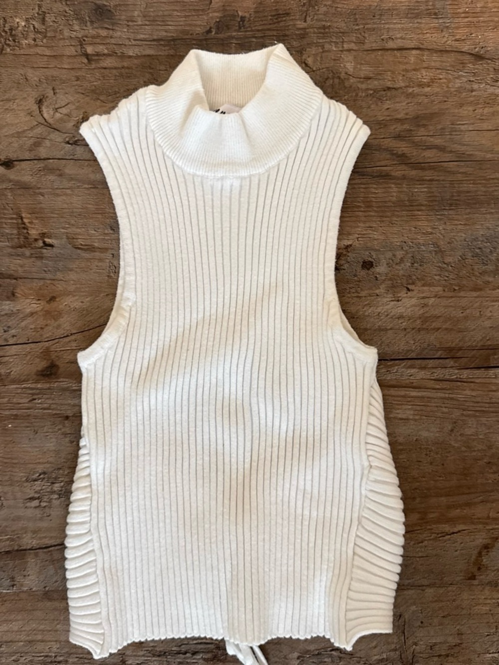 Princess Polly White Sleeveless Ribbed Turtleneck Sweater